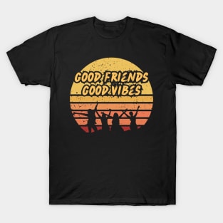 Good Friends Good Vibes Vintage Sunset T-Shirt